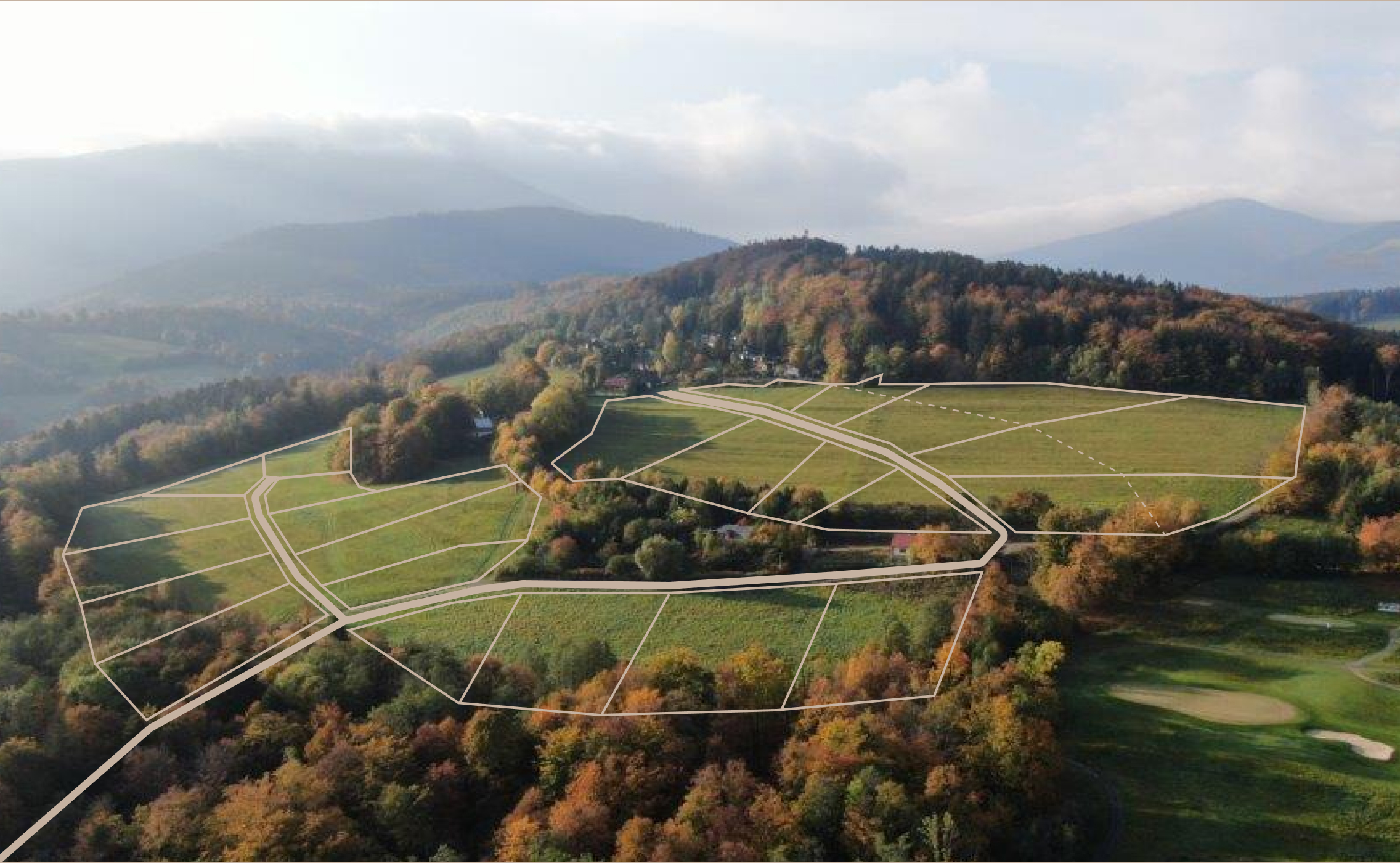 Letecká fotografie pozemků v Ostravici
